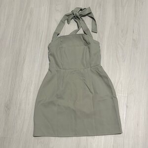 Elegant Gray Halter Dress
